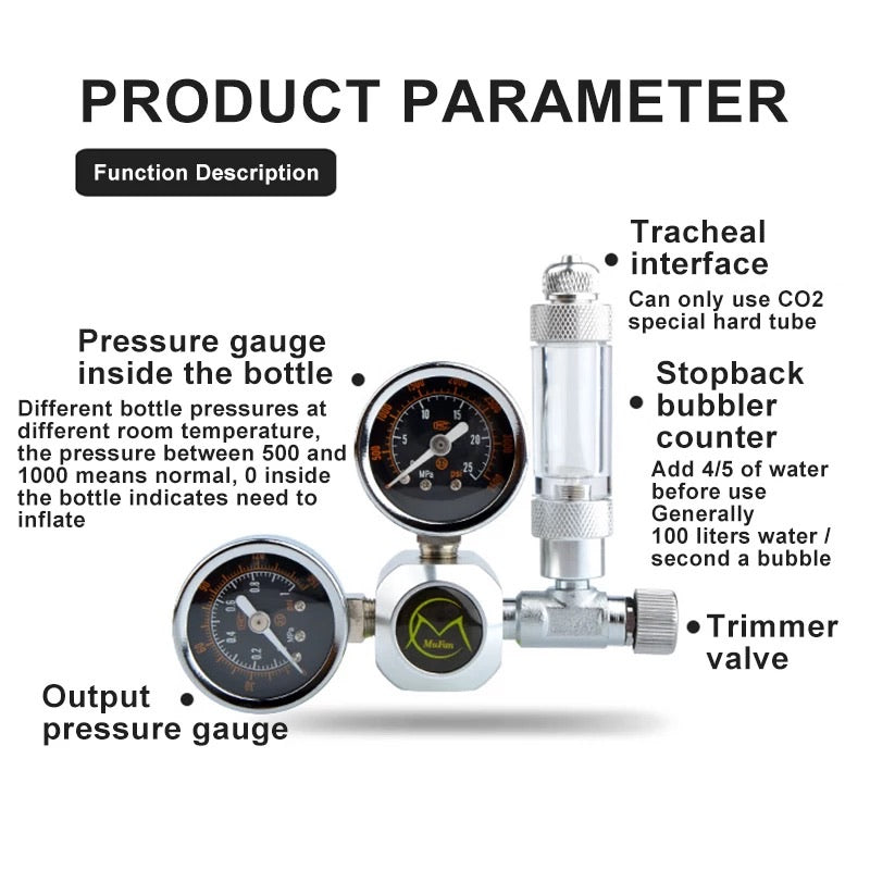 Mufan CO2 Regulator With Solenoid Single Valve