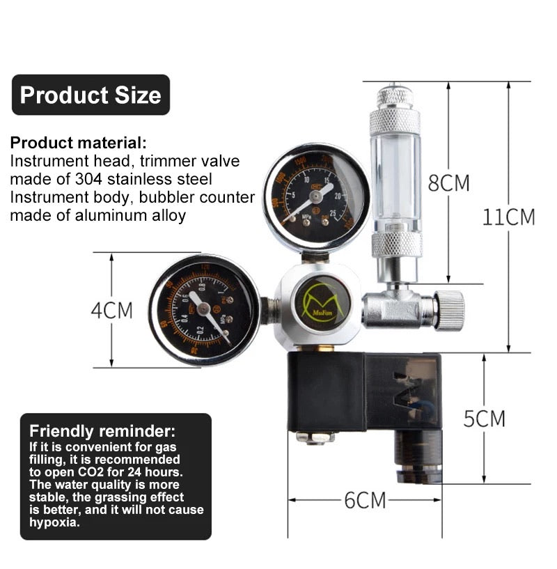 Mufan CO2 Regulator With Solenoid Single Valve